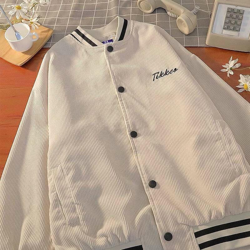 Áo Khoác Bomber Nhung Gân Unisex Thêu Chữ 2 Mặt Cao Cấp Hot Trend