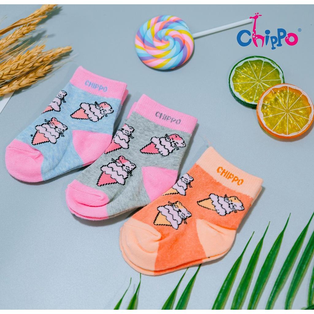 Set 3 Đôi Tất CHIPPO cho bé chất liệu cotton mềm thoáng kháng khuẩn cho bé từ 1-3 Tuổi