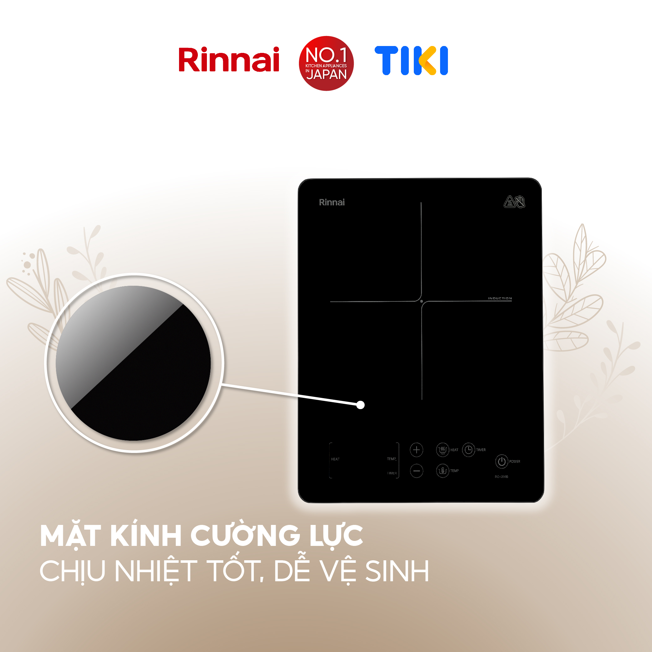 Bếp từ đơn Rinnai RC-I200B điều khiển cảm ứng 2000W - Hàng chính hãng.