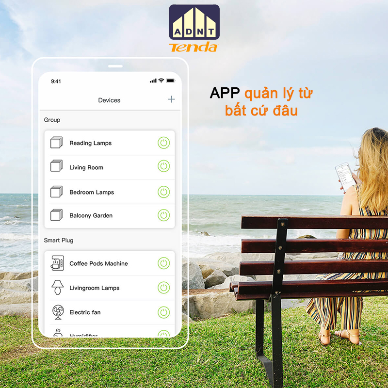 Ổ cắm wifi thông minh bật tắt thiết bị điện từ xa hỗ trợ giọng nói SP3 Tenda hàng chính hãng
