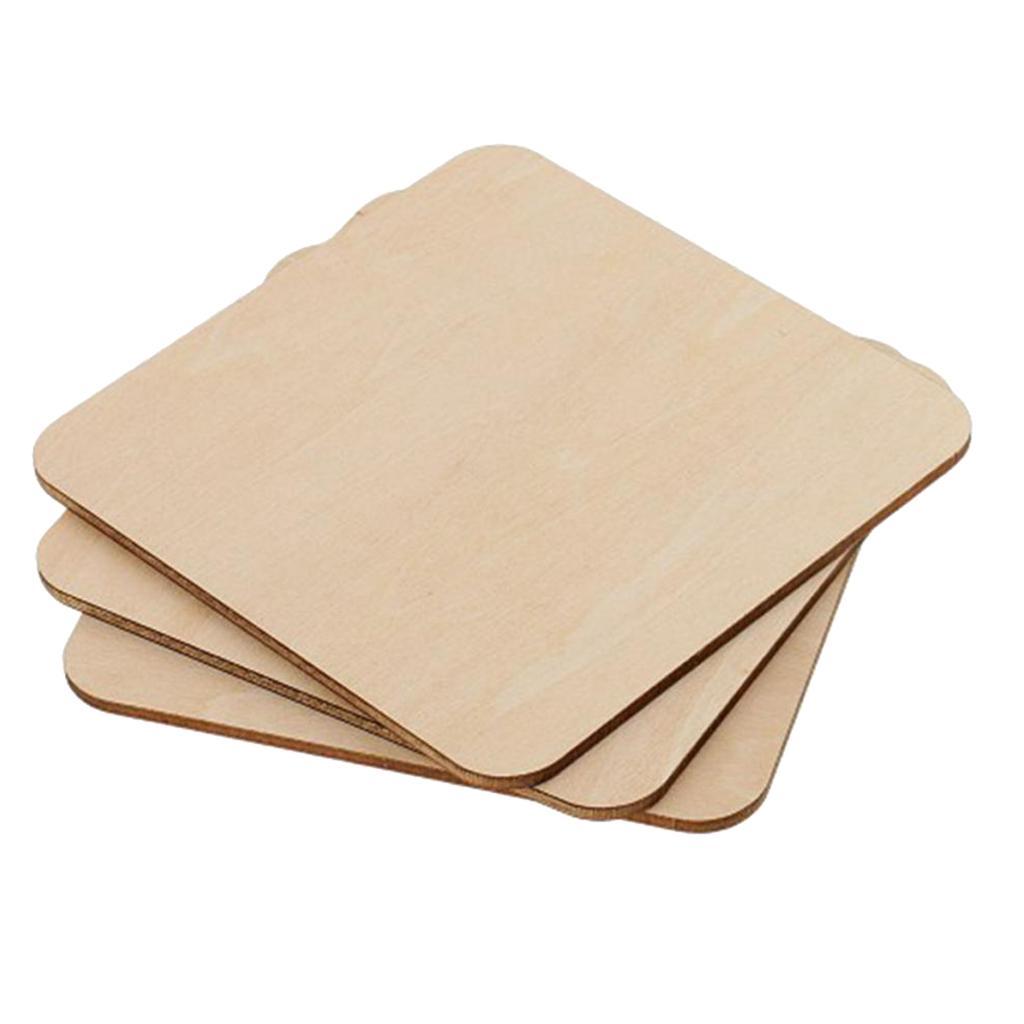 20 X Unfinished Woodcraft Square Wood Pieces Blank Round Corner 6.4*6.4cm