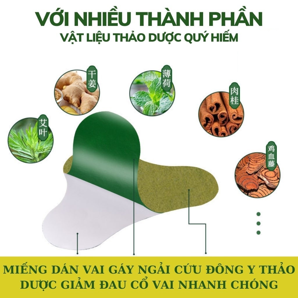 Hộp 12 Miếng Dán Ngải Cứu Vai Gáy Giảm Đau Cổ Vai Gáy, Thải Độc - Miếng Dán Vai Gáy Đông Y Thảo Dược Giảm Đau Lưng, Thoái Hóa Cột Sống - Hộp 12 Miếng Dán Tiện Lợi