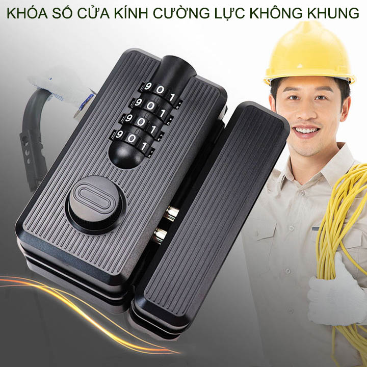 Khóa số cửa kính cường lực thông minh mở bằng 4 mã số có thể thay đổi được, lắp đặt không cần khoét lỗ kính