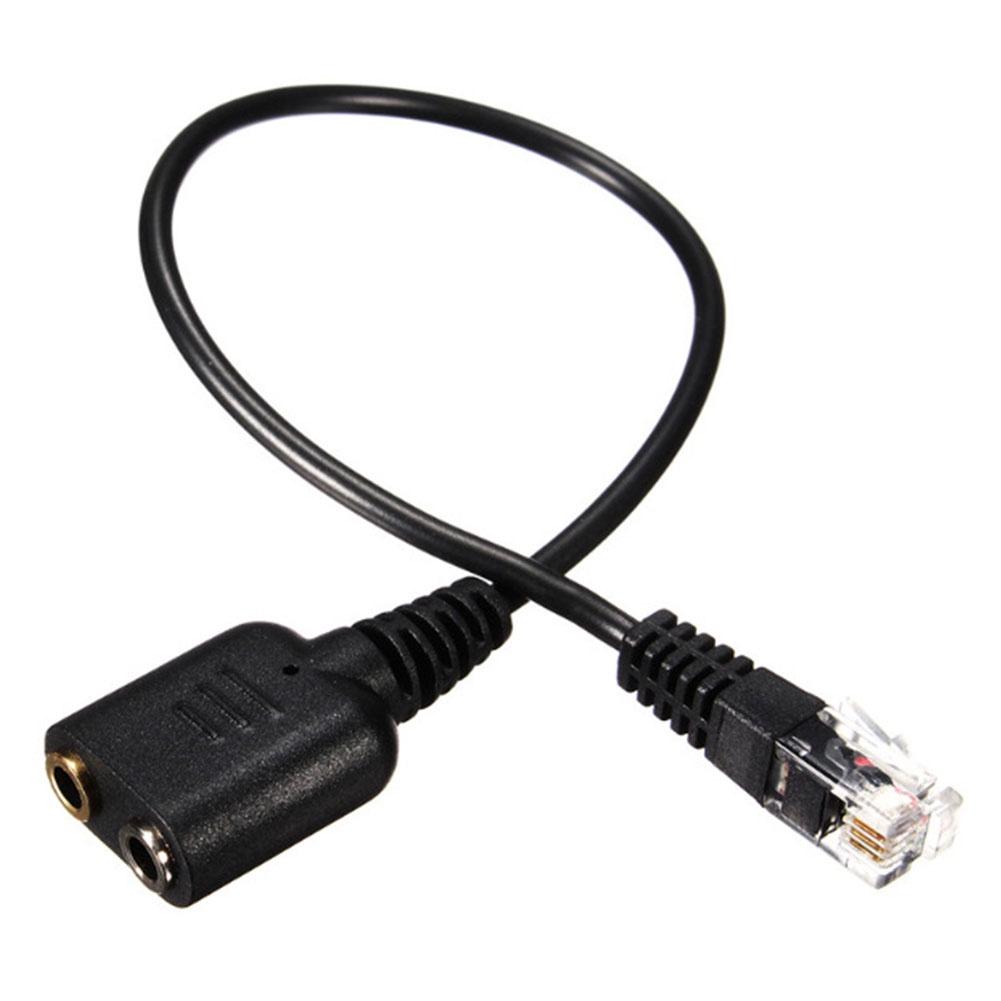 【ky】3.5mm to RJ9 Jack Adapter PC Headset Audio Cable Converter Telephone Using