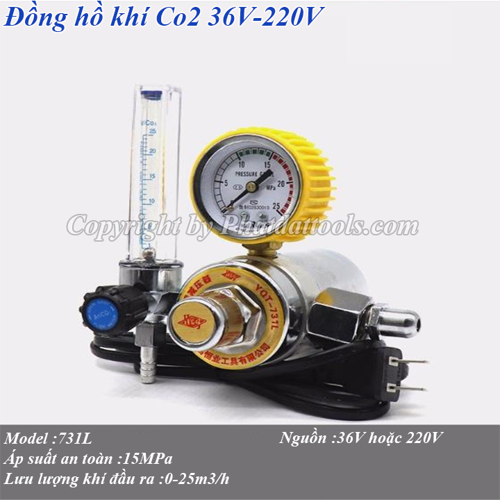 Đồng hồ khí Co2 36V-220V - Phụ kiện máy hàn mig