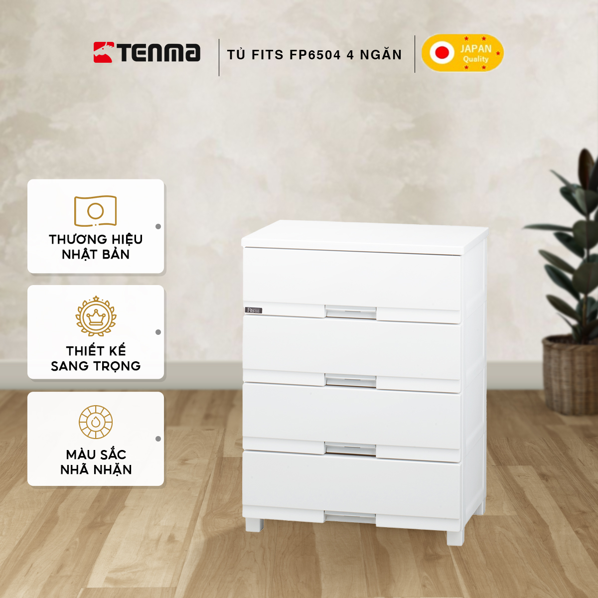 Tủ Nhựa Ngăn Kéo Đa Năng 4 Ngăn TENMA, Fits Plus Premium FP6504