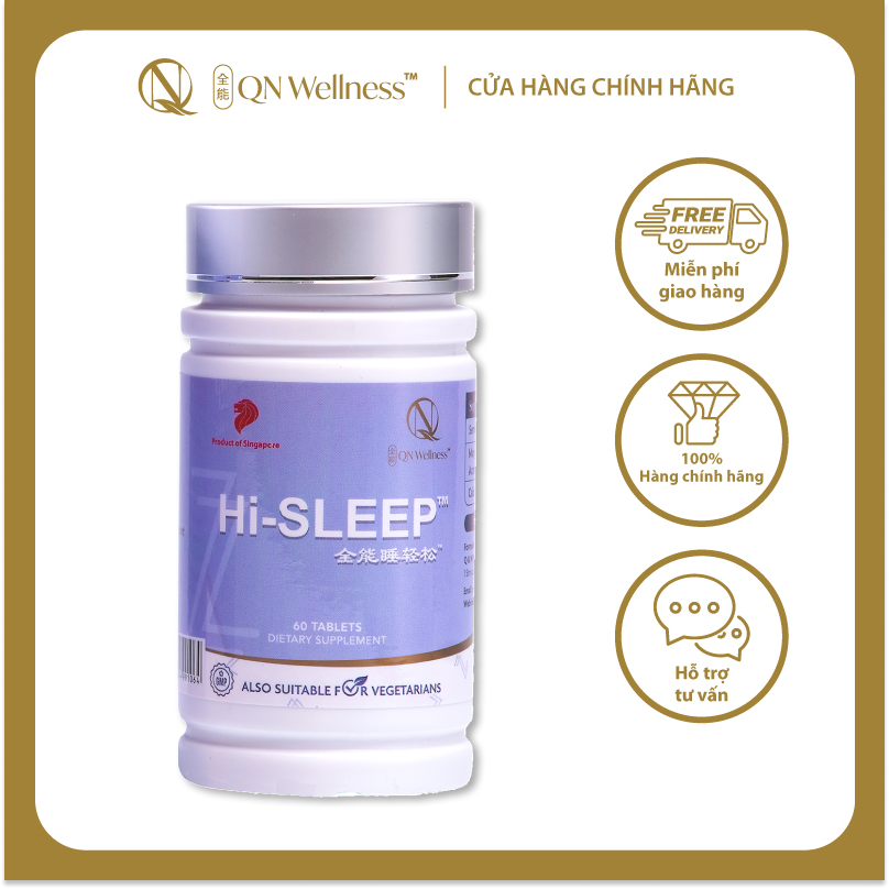 Viên Uống Hi-Sleep QN Wellness Giúp Trẻ Hóa Làn Da, Giải Tỏa Căng Thẳng, Cải Thiện Giấc Ngủ, Nâng Cao Sức Khỏe Thể Chất & Tinh Thần - Hộp 60 Viên