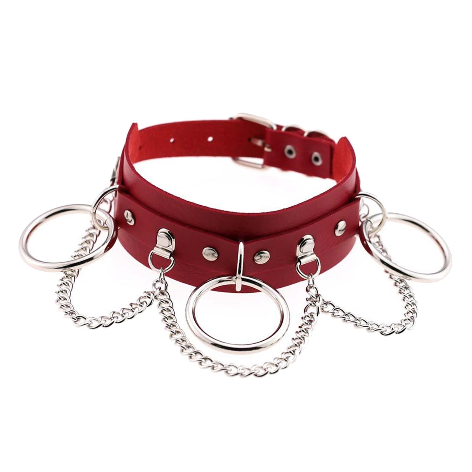 PU Leather Choker Necklace Chain Collar  Rock Necklace Decor