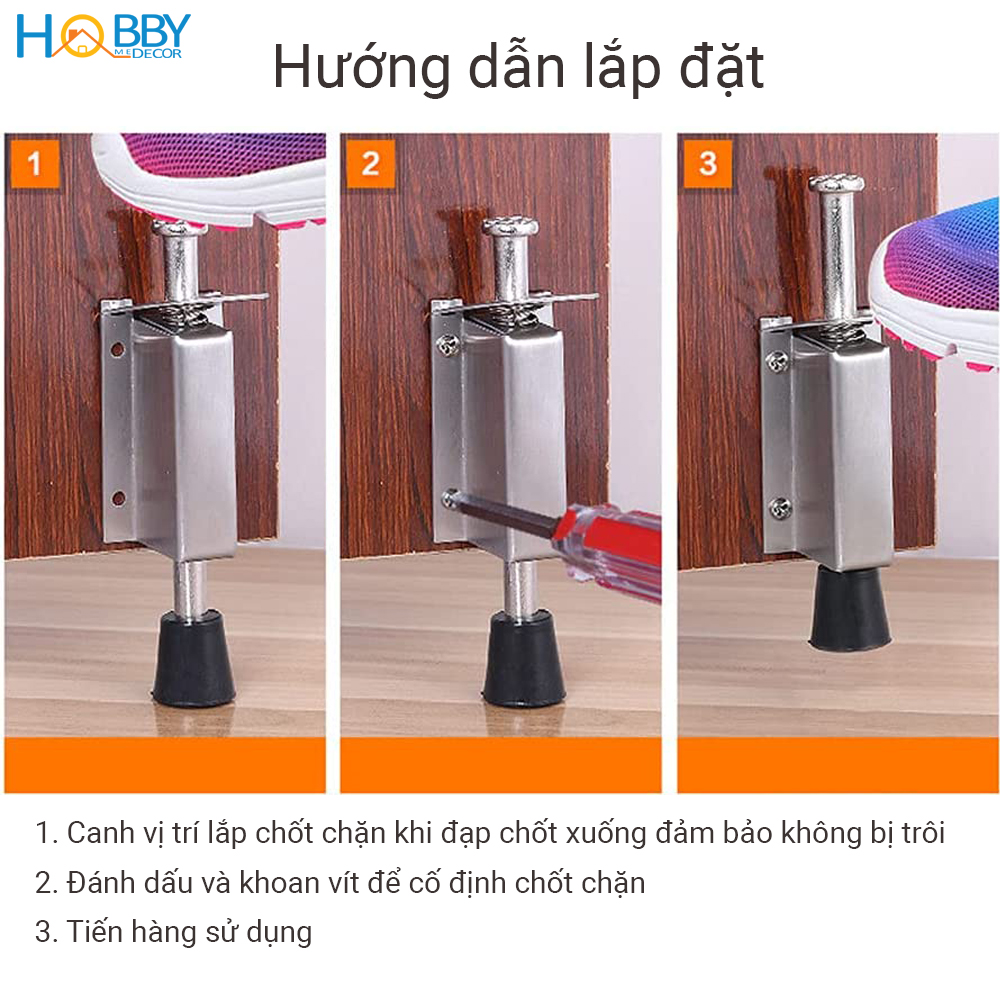 Đồ chặn cửa chốt đạp lò xo đế cao su Hobby Home Decor CCD1 loại giữ cửa với gió mạnh