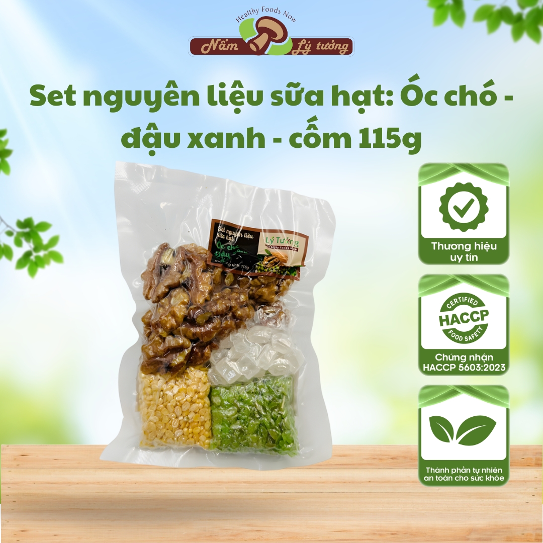 Set nguyên liệu sữa hạt: Óc chó - Đậu xanh - Cốm 115g