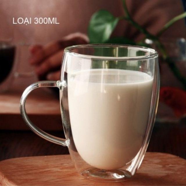 CỐC THỦY TINH 2 LỚP GIỮ NHIỆT UỐNG TRÀ VÀ CAFÉ, CÓ TAY