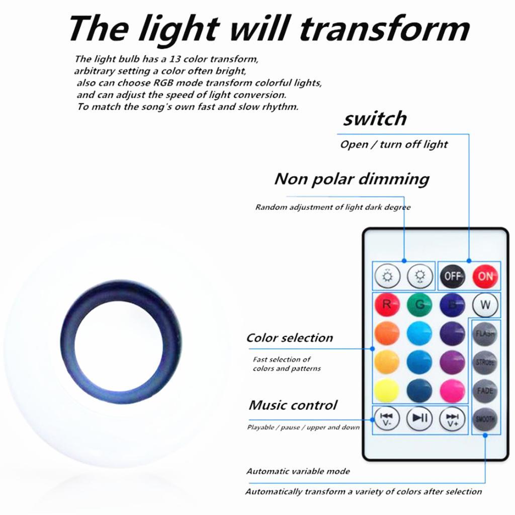 12W E27 12-LED RGB Wireless Bluetooth  Speaker &Light Bulb Lamp