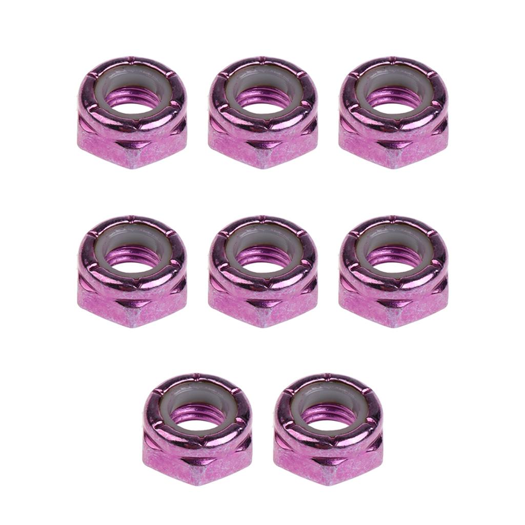 2x8pcs Skateboard Truck Wheel Axle Screw Nuts Longboard Accessories