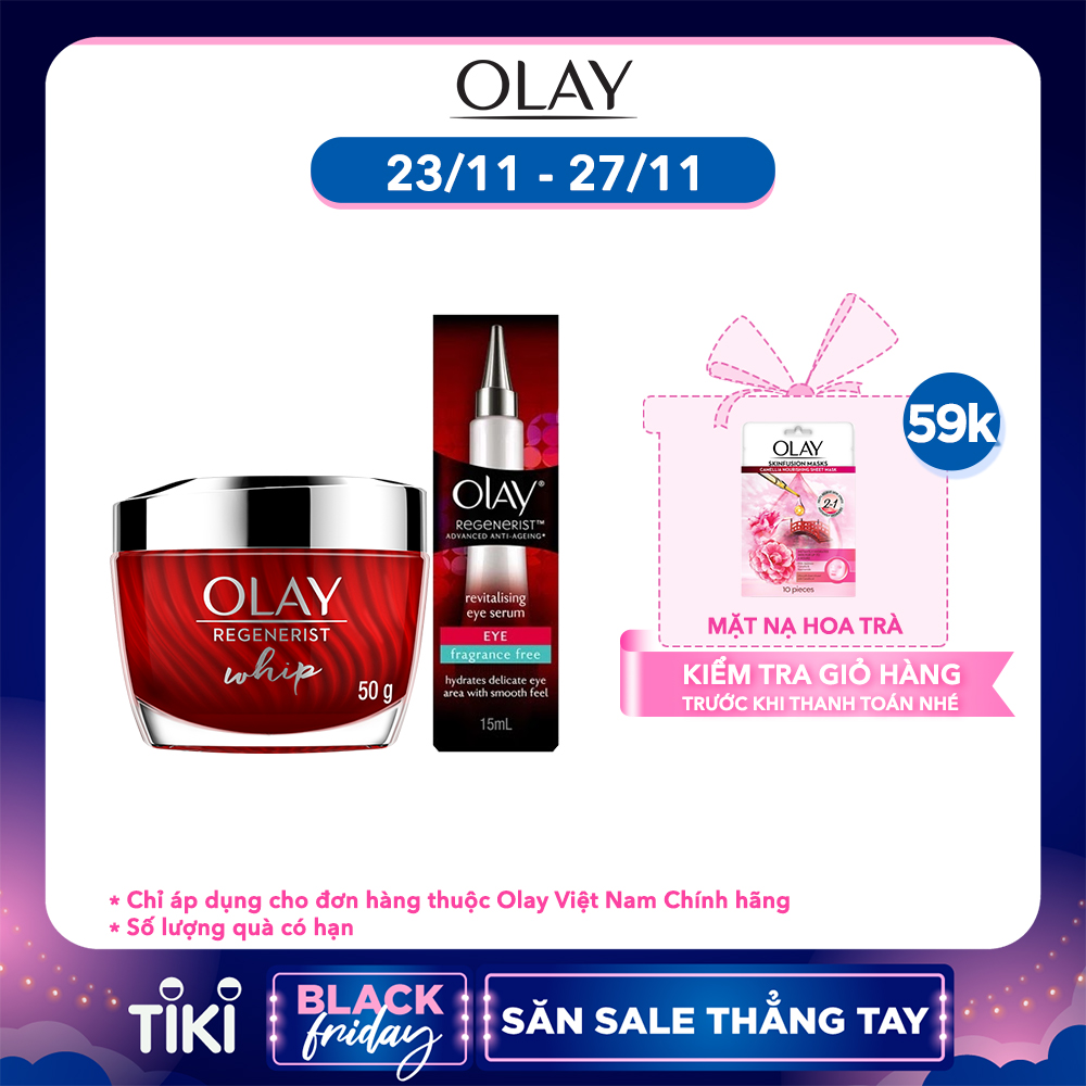  Bộ 2 sản phẩm chống lão hóa hoàn hảo Olay Regenerist Advance Anti Aging: 1 Kem dưỡng ẩm Whips 50g + 1 Serum