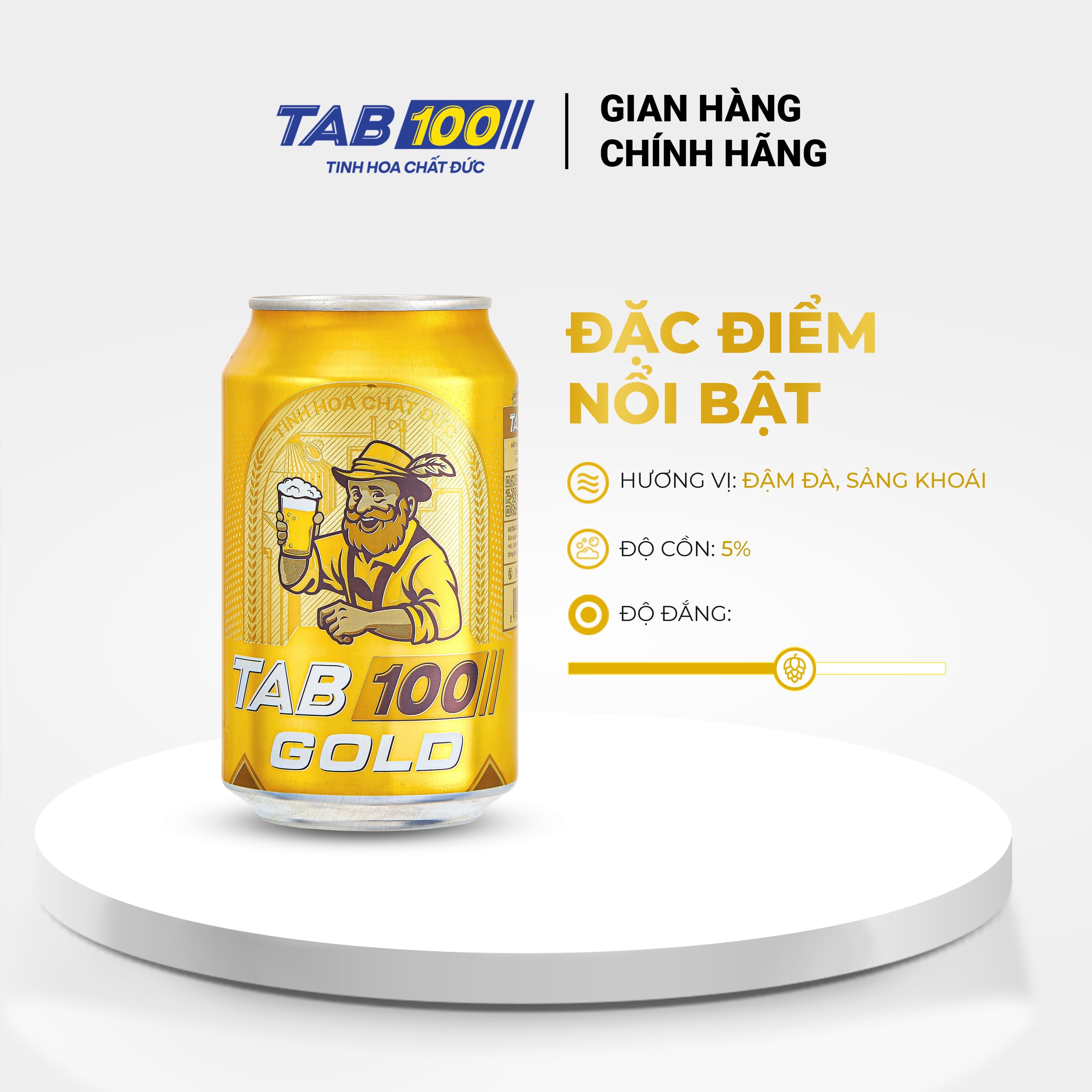 Bia lon TAB 100 GOLD thùng 24 lon (330ml/lon)