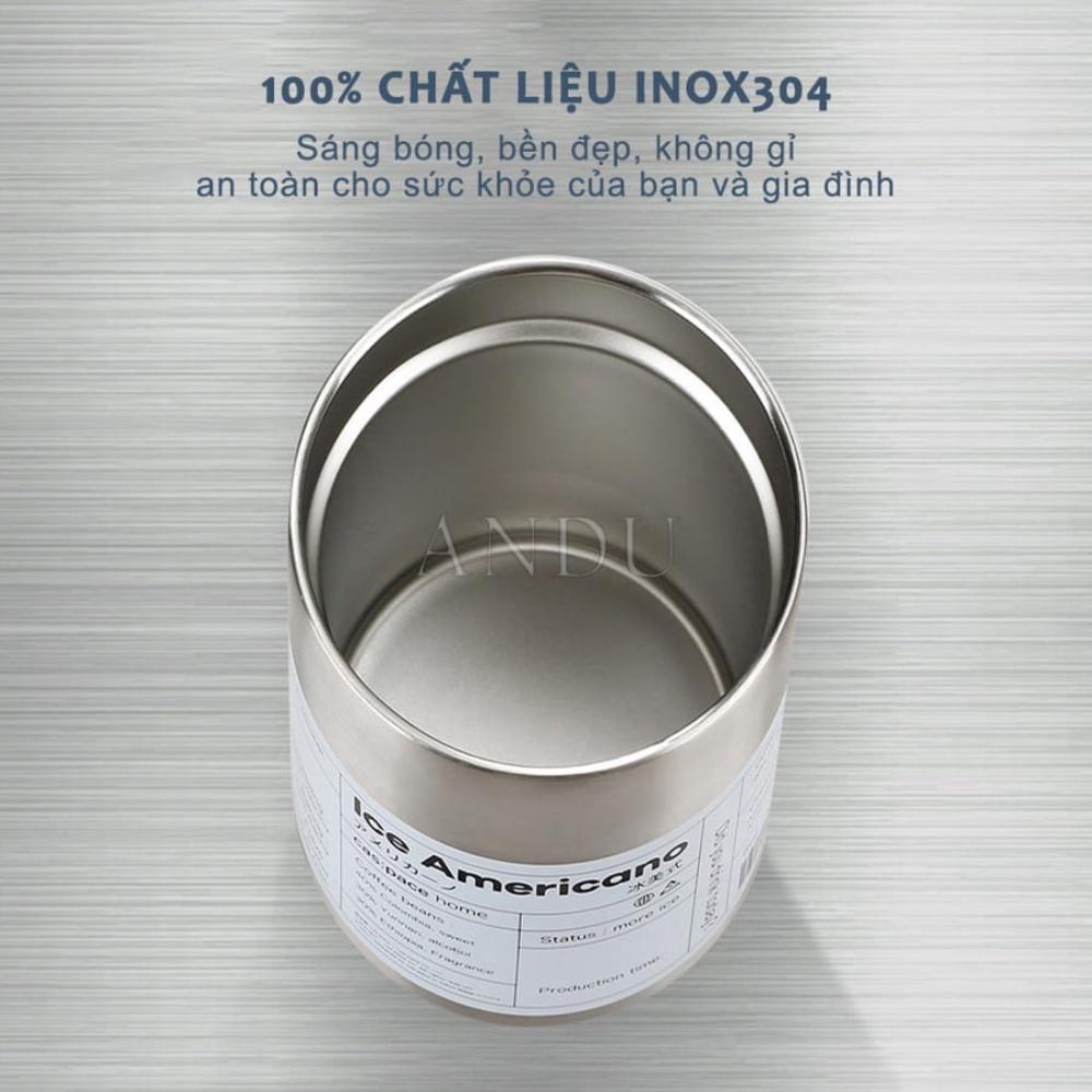 Ly giữ nhiệt Americano dung tích 350/600ml, cốc giữ nhiệt uống cafe inox 304, giữ nhiệt từ 8-12 giờ, tặng kèm ống hút