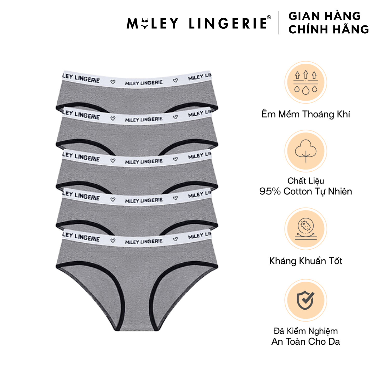 Combo 5 Quần Lót Nữ Cotton Lưng Miley Lingerie - FDS1104