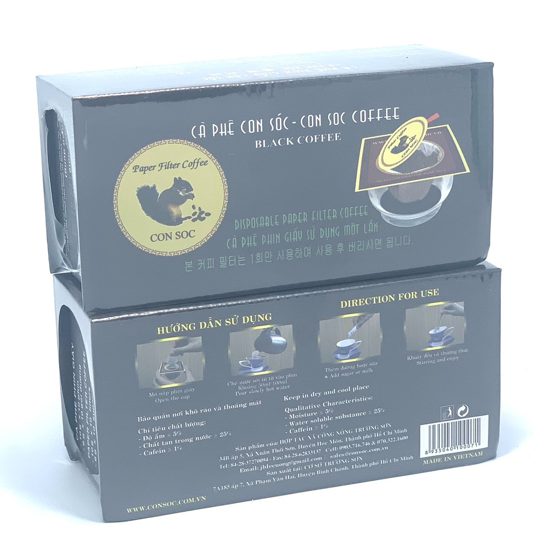 Cà phê Con Sóc phin lọc đơn đen - 02 Hộp
