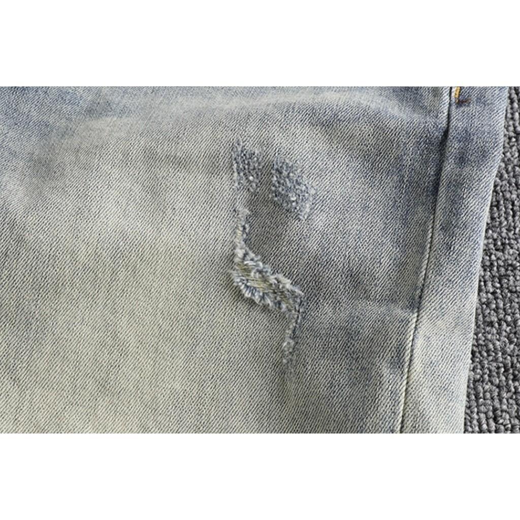 Quần short jean wash bụi phong cách Retro_Vinstage dã ngoại - jean sáng