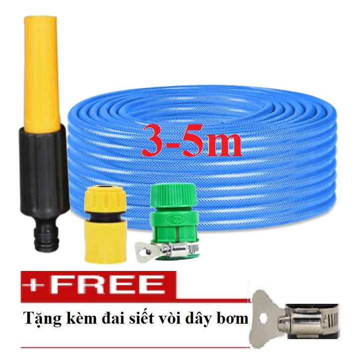 Bộ dây vòi xịt nước rửa xe, tưới cây đa năng, tăng áp 3 lần, loại 3m, 5m 206622-5 cút sập,nối vàng+ tặng đai