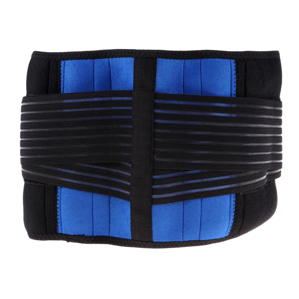 Sports Neoprene Back Support Brace Waist Protective Belt-Black&Blue S