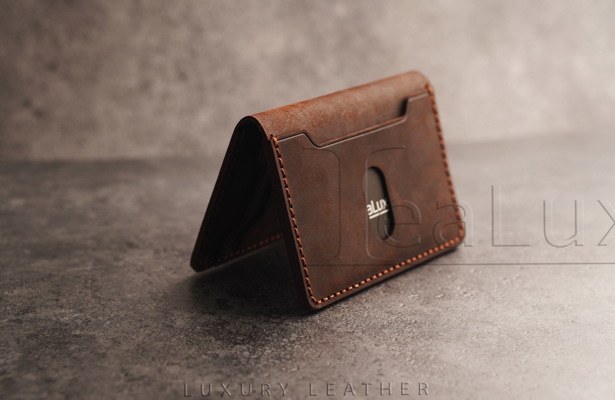 Ví Da Nam Nữ Đựng Thẻ LEALUX Mini Handmade 1