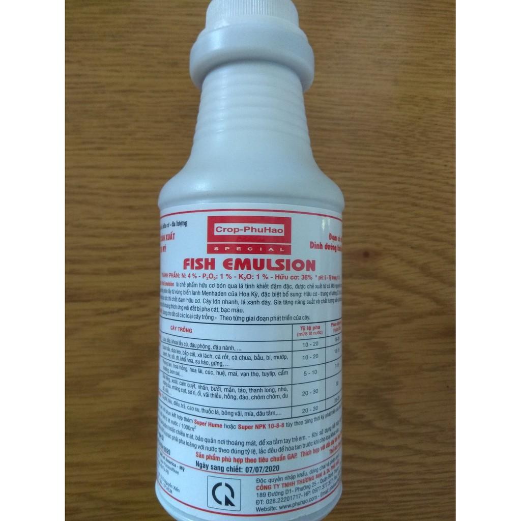 Phân hữu cơ đa lượng đạm cá cô đặc FISH EMULSION - Chai 500 ml