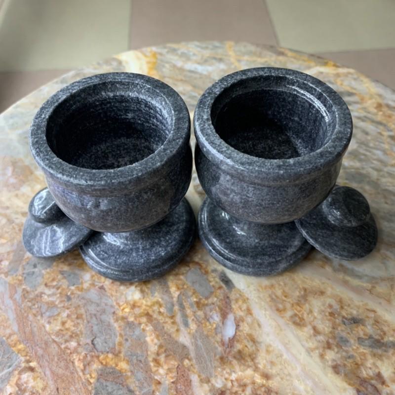 Cặp Ly Nước Thờ Đá Cẩm Thạch Đen Non Nước Cao 9.5cm
