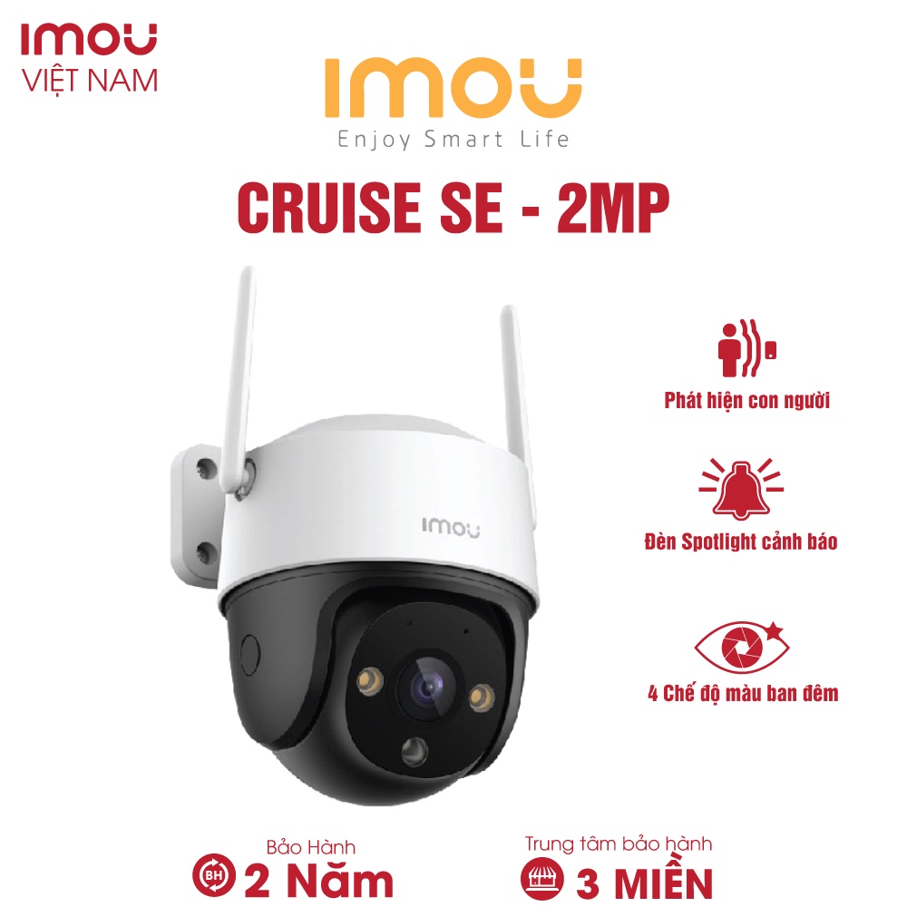 Camera wifi ngoài trời Imou cruiser SE IPC-S21FP 2.0 megapixel, quay quét qua app, fullcolor màu ban đêm, tích hợp mic thu âm – hàng chính hãng bảo hành 24 tháng