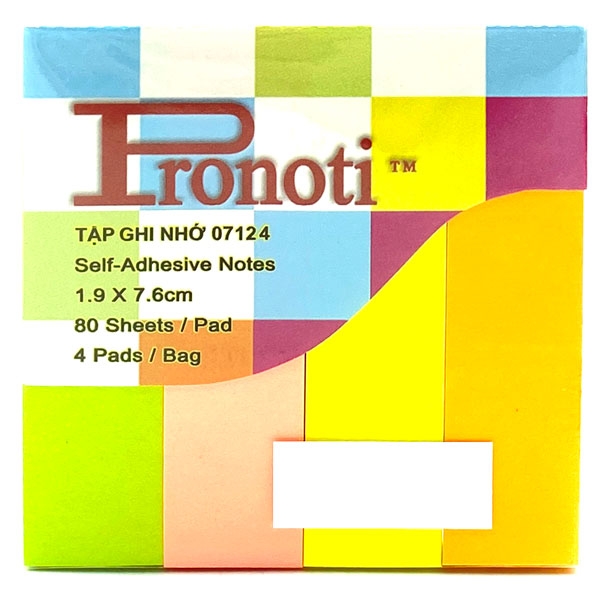 Giấy Note 4 Màu Dạ Quang Pronoti 1.9 x 7.6 cm