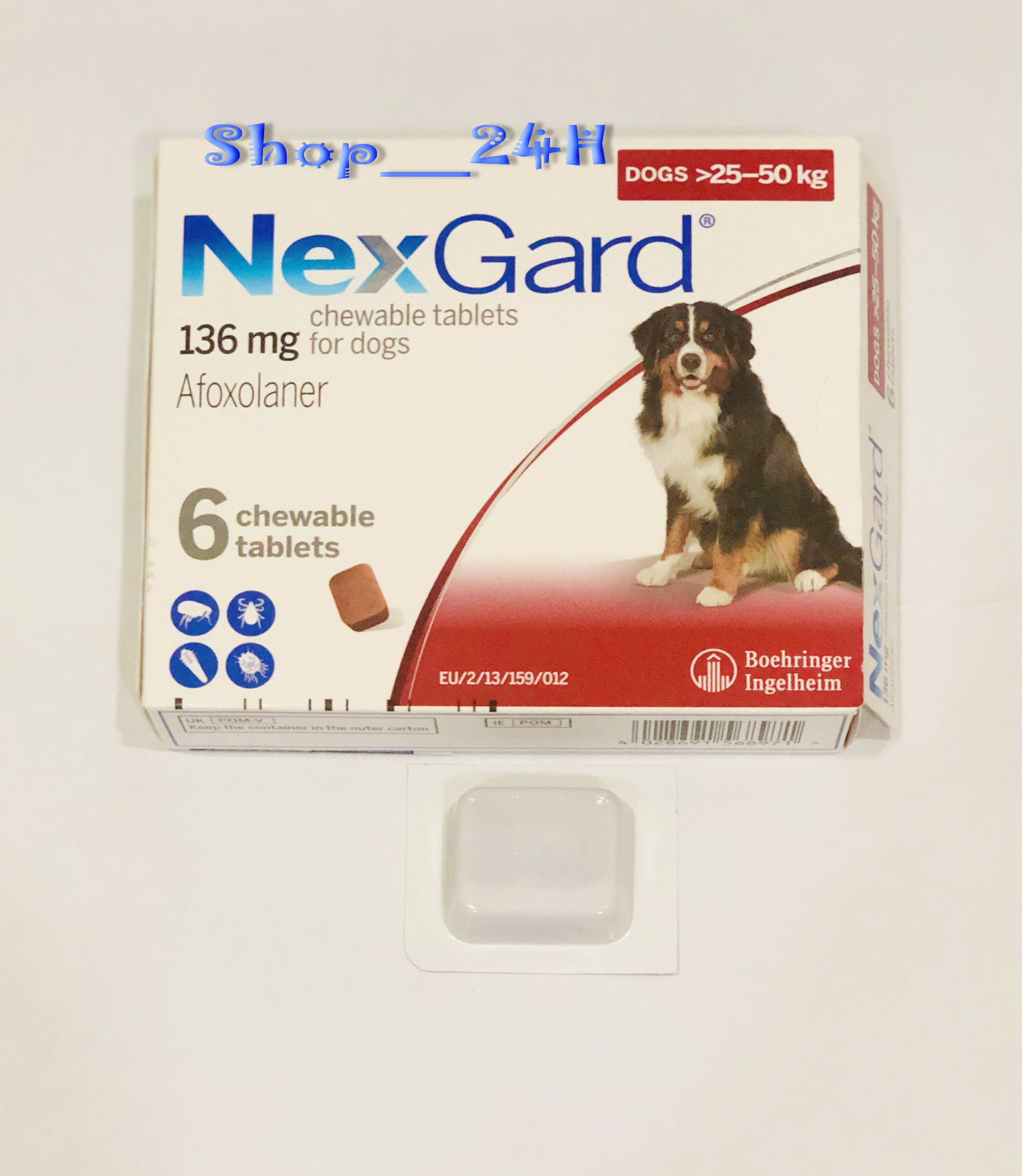 1 Viên nhai NEXGARD (25-50 kgs) tri ve rận, bọ chét cho chó