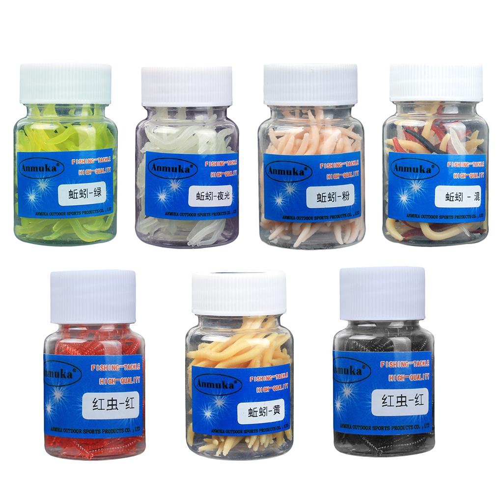 1 Box Imitation Earthworm Artificial Soft Bait Fishing Lure Red