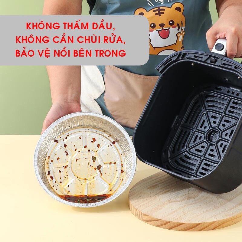 Set 10 - 20 - 50 Khay Giấy Bạc Lót Nồi Chiên Không Dầu, Đĩa Nhôm, đĩa giấy bạc