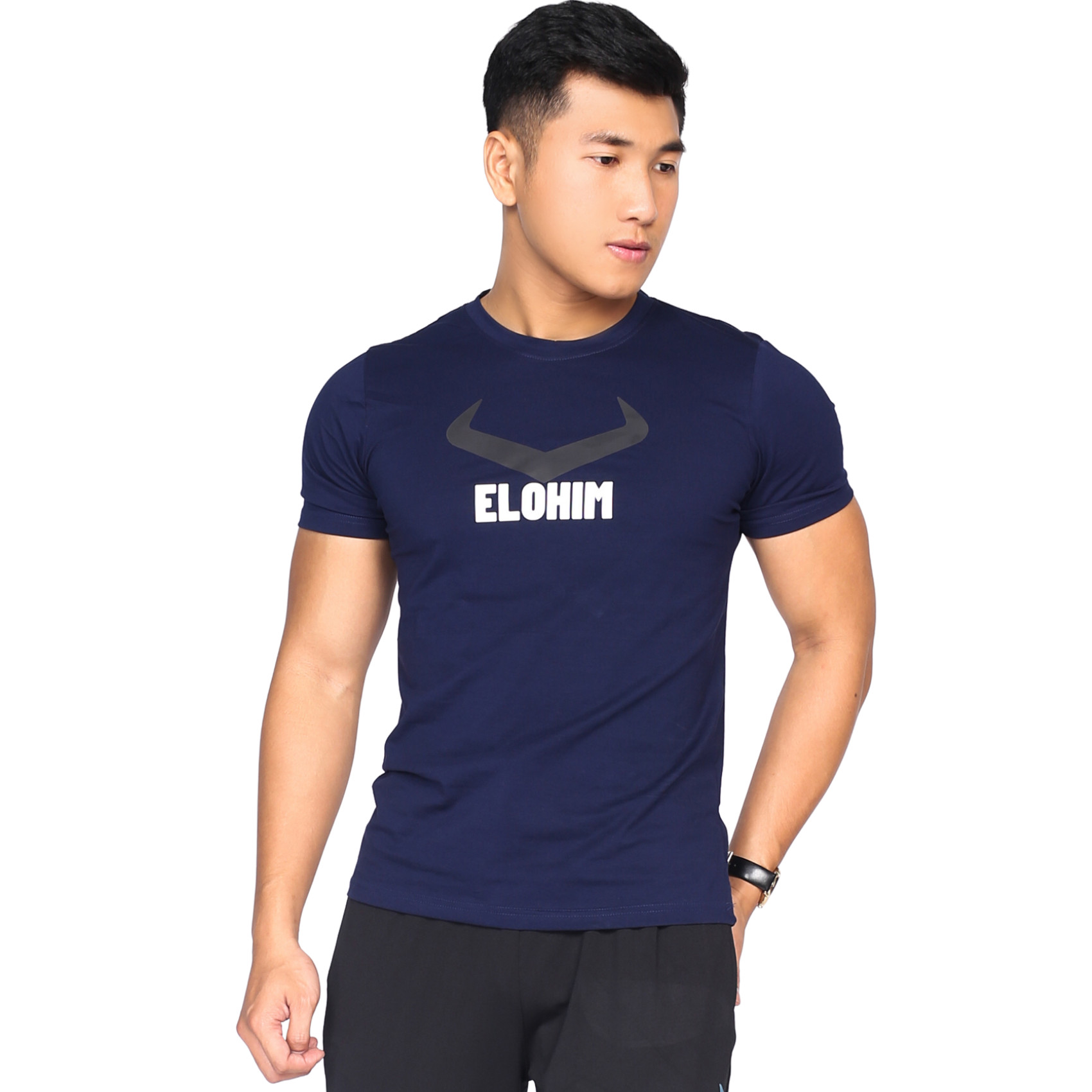 ÁO THỂ THAO LOGO ELOHIM CLASSIC -XANH ĐEN