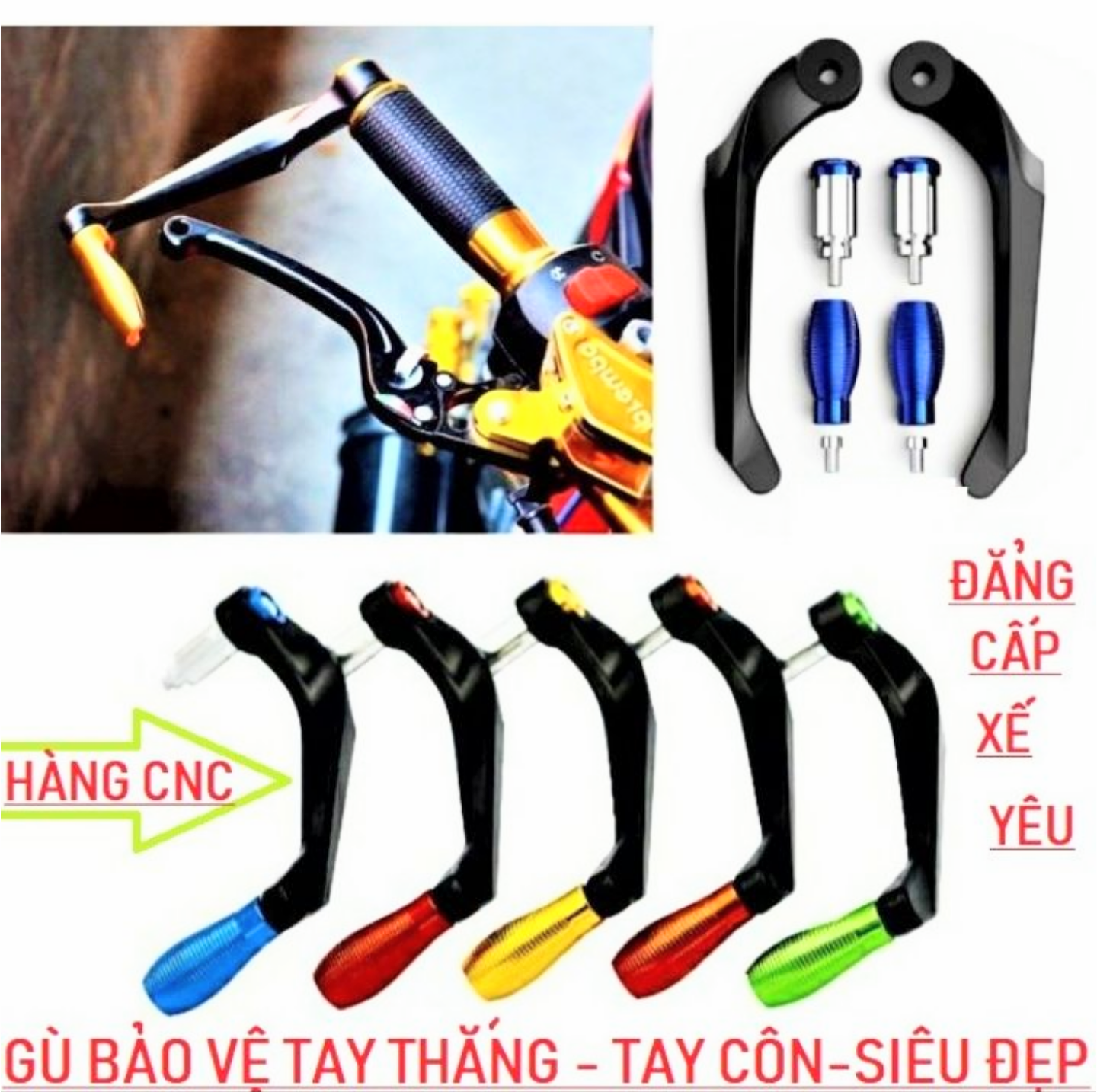 1BỘ 2 GÙ CHỐNG ĐỖ BẢO VỆ TAY LÁI XE MÁY MẪU MỚI CỰC CHẤT LẮP CHO TẤT CẢ CÁC LOẠI XE MÁY