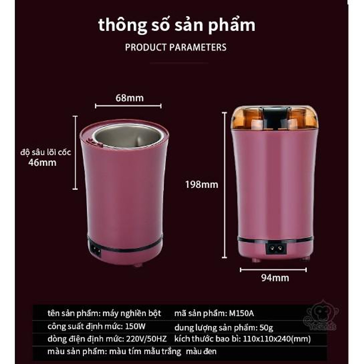 Hình ảnh Máy Xay Hạt Cafe, Hạt Khô, Hạt Tiêu, Ngũ Cốc, Đậu Nành Đa Năng, Cối Xay Thép Không Gỉ SUS 304 Cao Cấp - Hàng Chính Hãng MINIIN