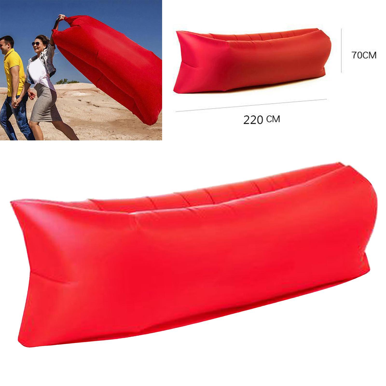 2xInflatable Sofa Air Bed Lounger Chair Sleeping Bag Mattress Couch Red