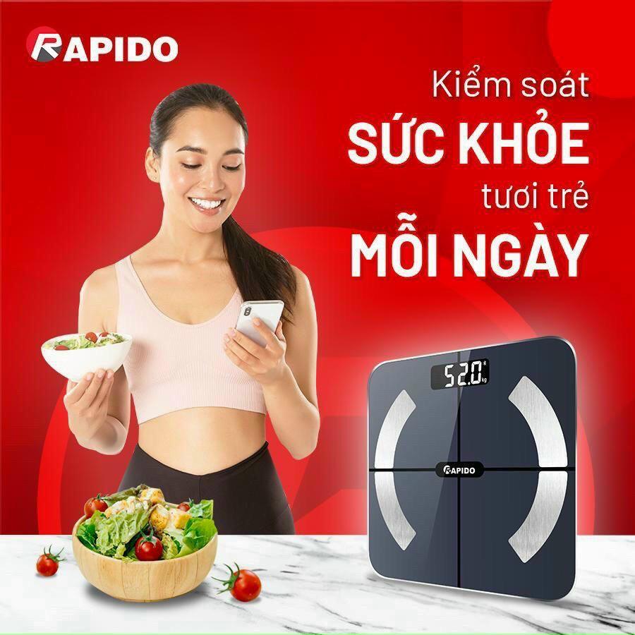 Cân sức khỏe thông minh Rapido RSB01-S hàng chính hãng, đo 10 chỉ số cơ thể mỡ nội tạng, tỉ lệ xương