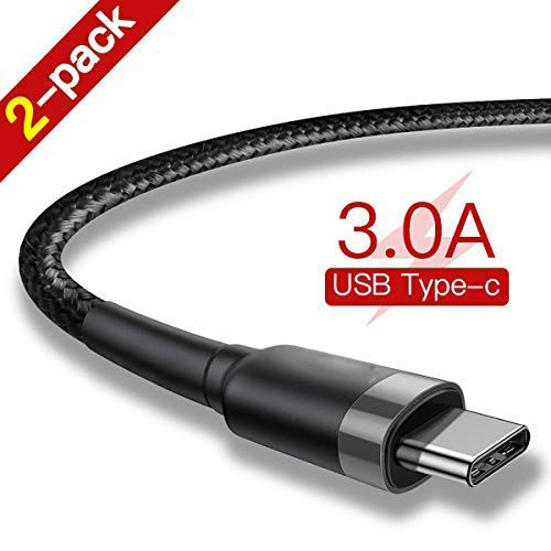 Cáp sạc USB Type C, Cáp sạc dùng cho điện thoại Xiaomi, samsung, HTC... Type C 3A màu đen, Dây dù dài 1M