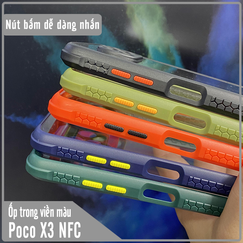 Ốp lưng cho Xiaomi Poco X3 NFC trong viền màu che camera 4 Gốc chống sốc