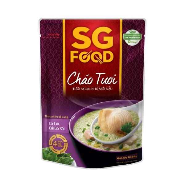 Thùng Cháo Tươi Sài Gòn Food Cá Lóc Cải Bó Xôi Gói 240g x 30 Gói