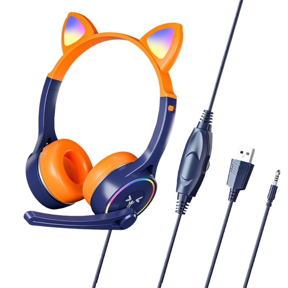 Tai Nghe Mèo Bluetooth Chụp Tai SY-G30 Mèo Tai Có Dây Tai Tai Nghe Chơi Game RGB LED Chiếu Sáng Trên đầu Tai Nghe Với mic Headphone Tai Mèo
