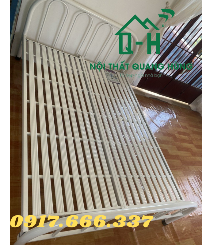 GIƯỜNG SẮT ÓNG TRÒN BI TRẮNG 1M4X2M DÀNH CHO GIA ĐÌNH