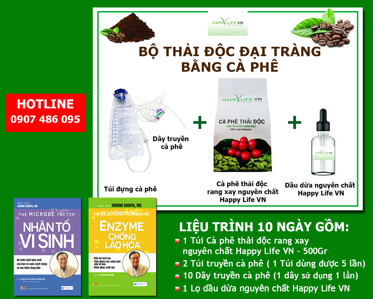 Bộ Thải Độc Đại Tràng Bằng Cà Phê Hữu Cơ - Liệu Trình 10 Ngày (Coffee Enema), 10 túi lọc