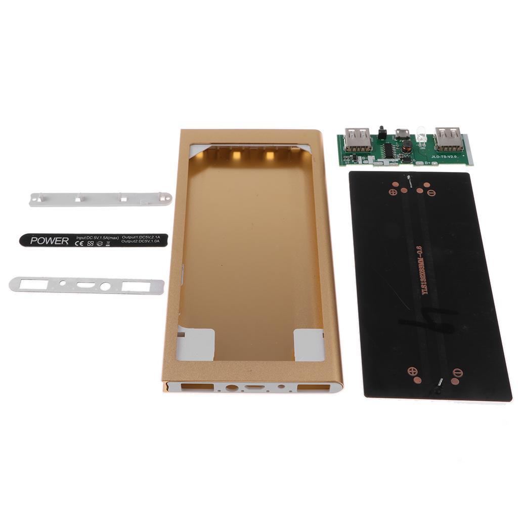 2X Solar Charger 3 in 1 Power Bank 10000mAh USB Battery for Phone Gold