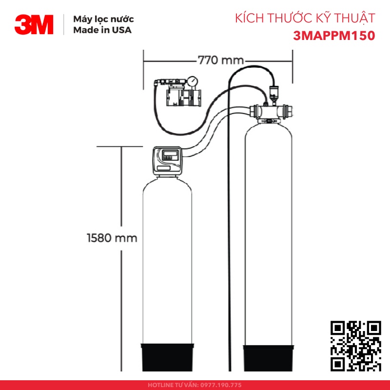 Hệ Thống Xử Lý Kim Loại Nặng 3M APPM150 Cao Cấp Cho Biệt Thự, Villa, Nhà Phố, 3MAPPM150 Nhập Khẩu Mỹ - Hàng Chính Hãng 3M