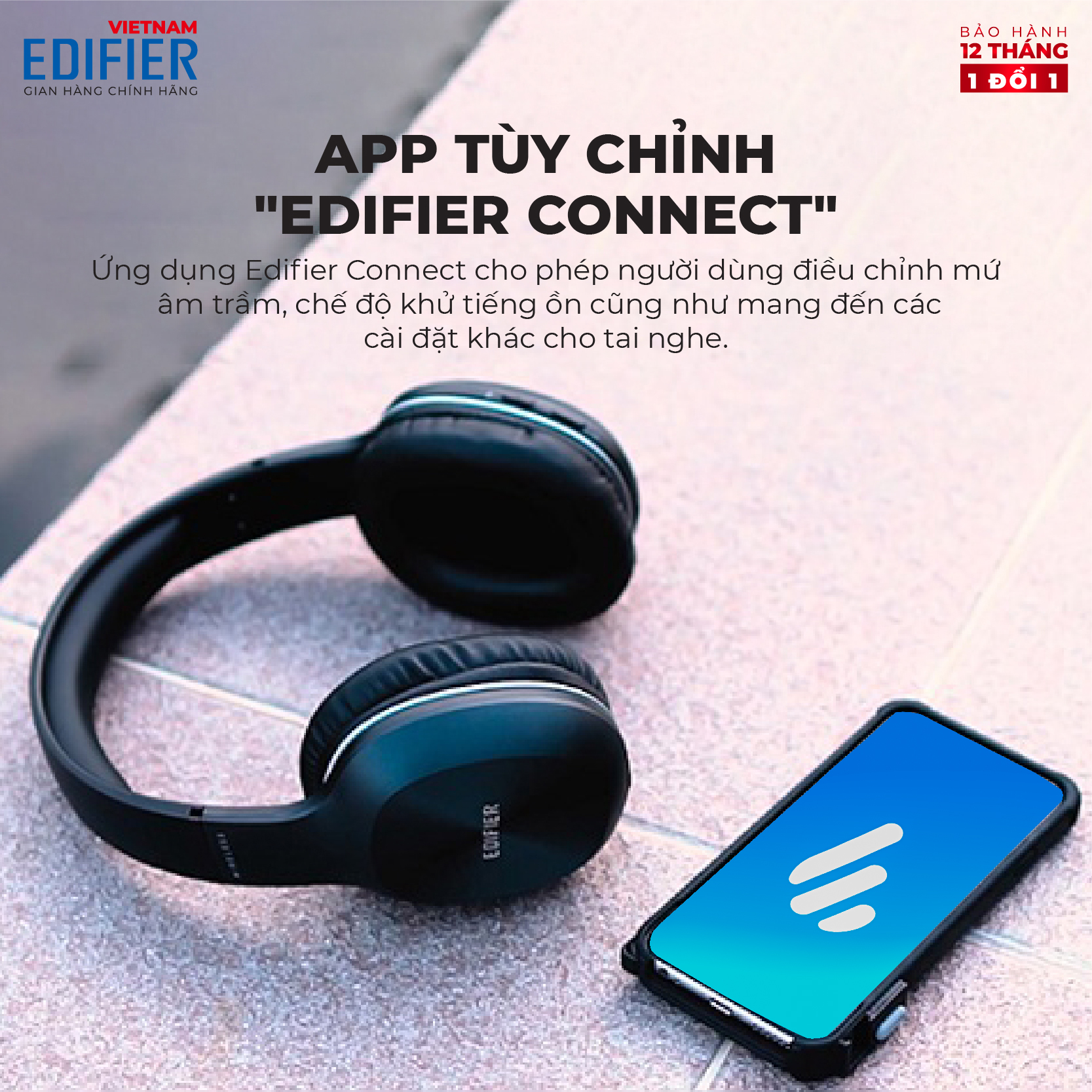 Tai nghe chụp tai Bluetooth 5.0 thể thao EDIFIER W800BT Plus Chống ồn - Hàng chính hãng