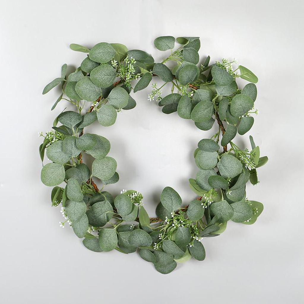 18" Artificial Front Door Wreath Green Leaves Garland Hanging