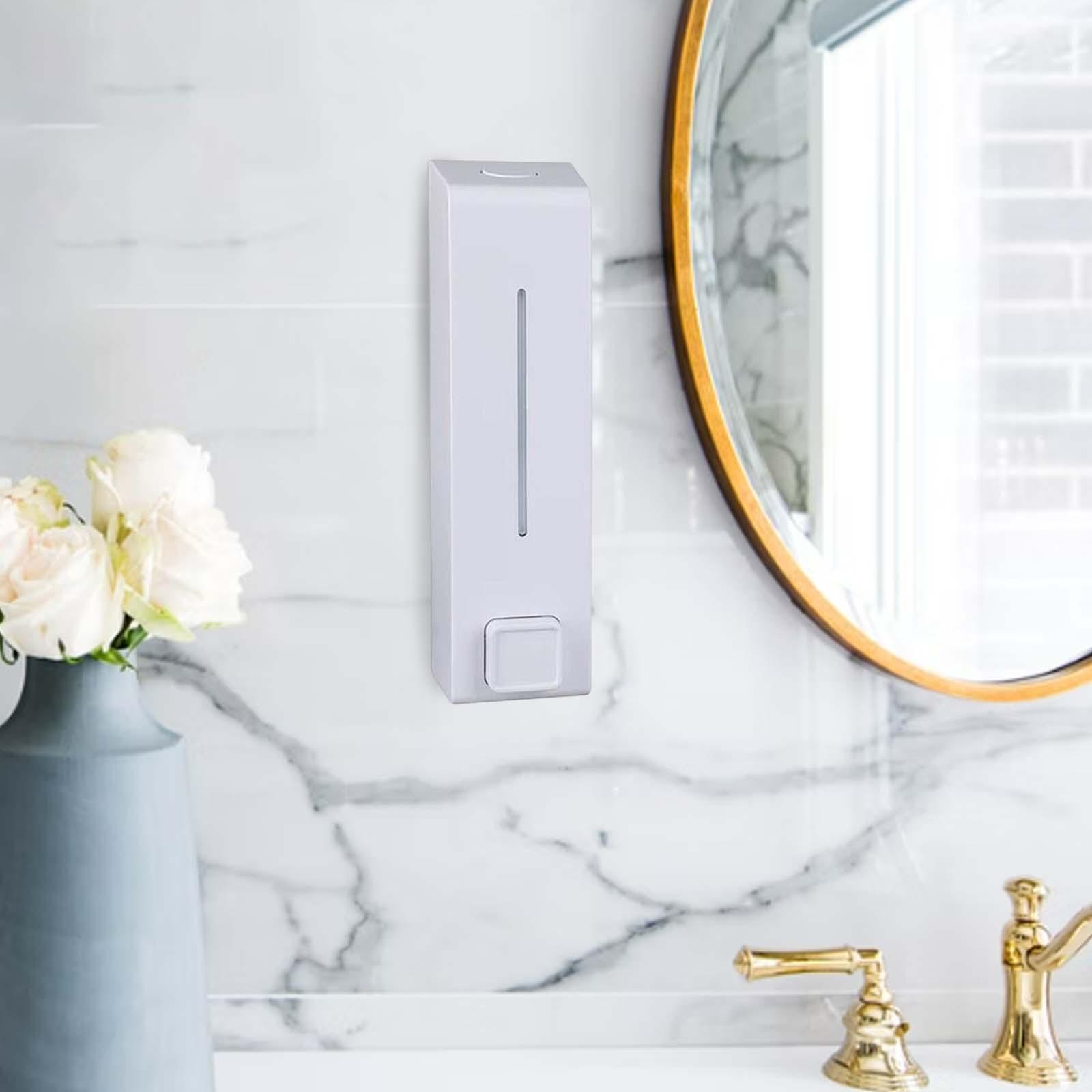 Soap Dispenser Bathroom Wall Mounted Hand Wash Gel Shampoo Toilet Kitchen White