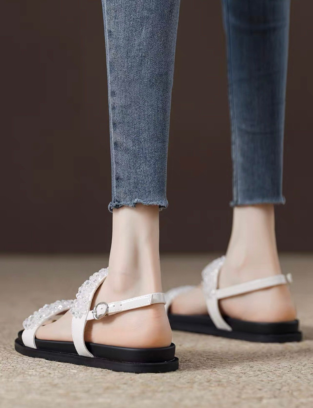 Giày Sandal 2 quai đính đá 2310-2